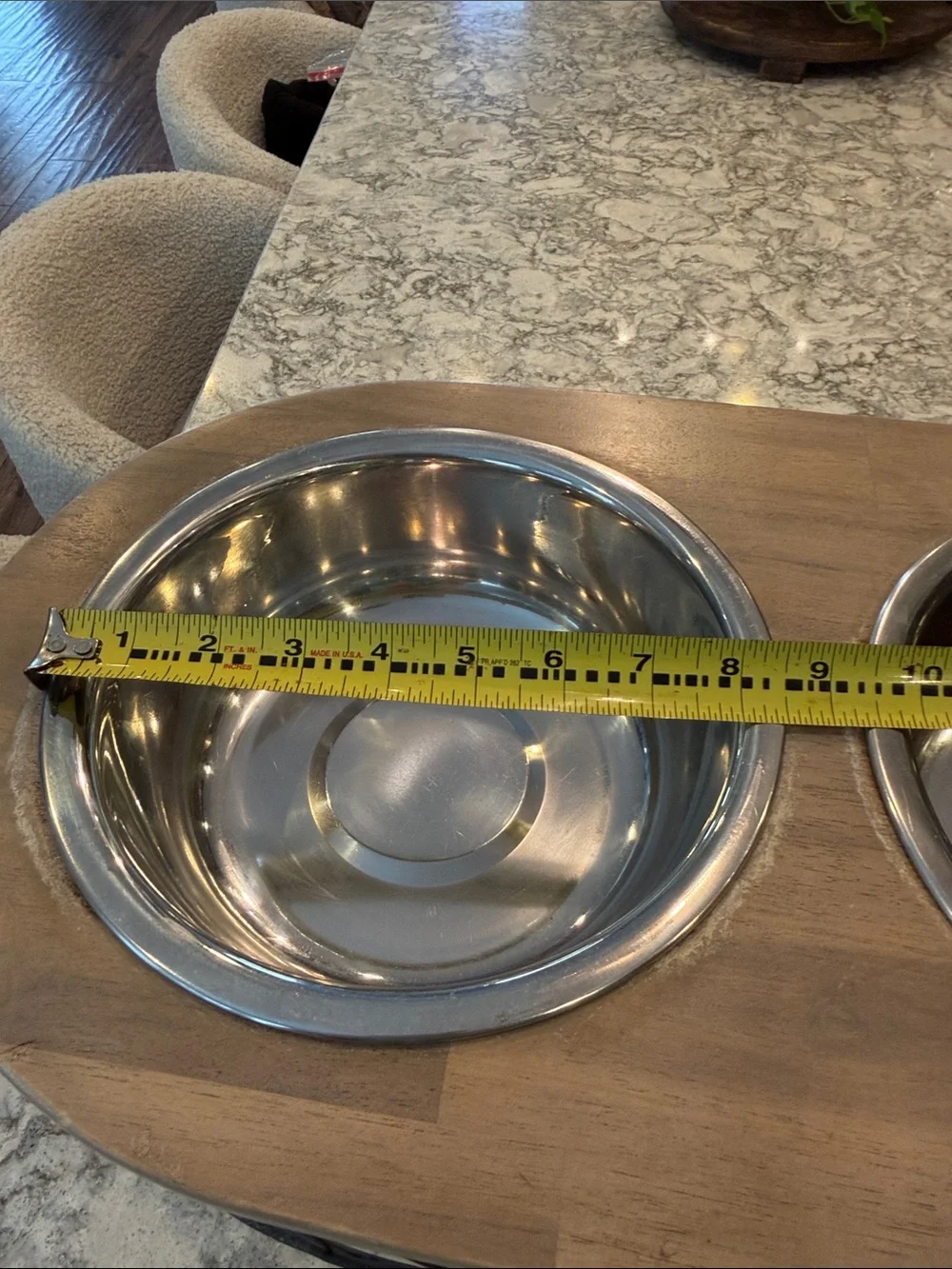 Elevated Double Pet Bowl Stand in Black Metal with Wood Top large bowls